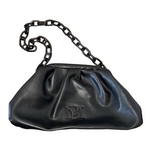 Badgley Mischka Ruched Convertible Clutch black Black chain strap Black NWT